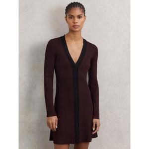 REISS Alma Craft-Stitch Rib-Knit Mini Dress